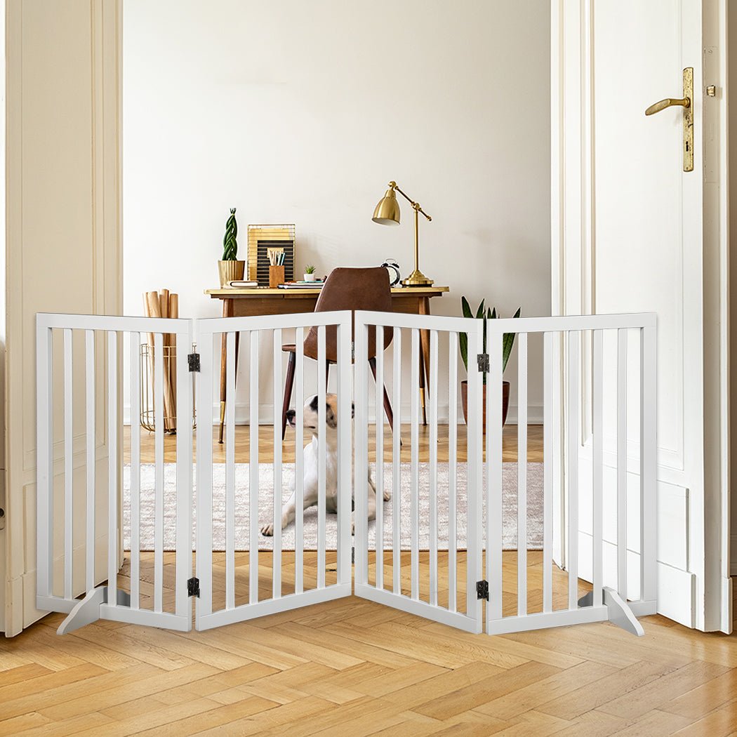 Wooden Pet Gate Foldable Dog Fence Safety 800x 3MM - White - Rivercity House & Home Co. (ABN 18 642 972 209) - Affordable Modern Furniture Australia