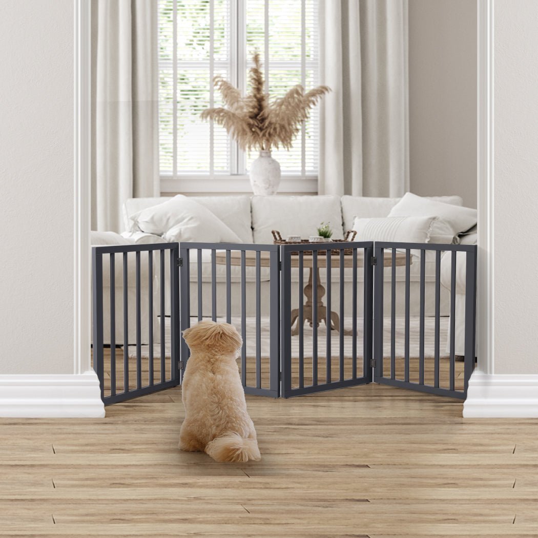 Wooden Retractable Pet Gate Dog Fence 600x3mm - Grey - Rivercity House & Home Co. (ABN 18 642 972 209) - Affordable Modern Furniture Australia