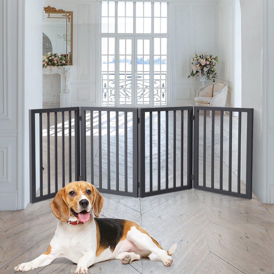Wooden Retractable Pet Gate Dog Fence 600x3mm - Grey - Rivercity House & Home Co. (ABN 18 642 972 209) - Affordable Modern Furniture Australia