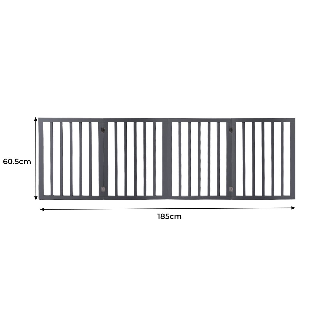 Wooden Retractable Pet Gate Dog Fence 600x3mm - Grey - Rivercity House & Home Co. (ABN 18 642 972 209) - Affordable Modern Furniture Australia