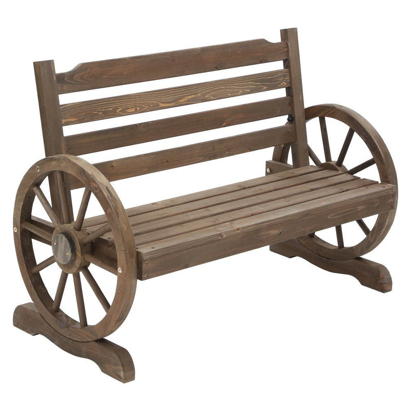 Wooden Wagon Wheel Bench Seat (Brown) - Rivercity House & Home Co. (ABN 18 642 972 209) - Affordable Modern Furniture Australia