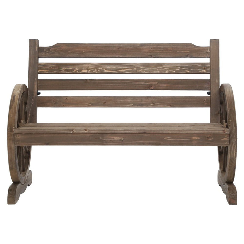 Wooden Wagon Wheel Bench Seat (Brown) - Rivercity House & Home Co. (ABN 18 642 972 209) - Affordable Modern Furniture Australia