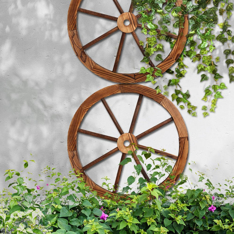 Wooden Wagon Wheel X2 - Home & Garden > DIY - Rivercity House & Home Co. (ABN 18 642 972 209) - Affordable Modern Furniture Australia