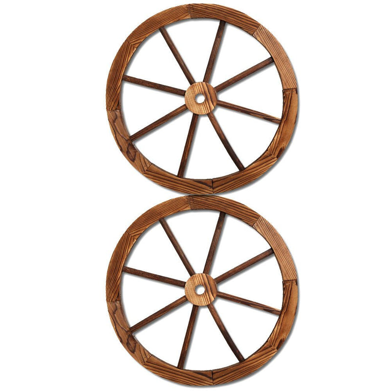 Wooden Wagon Wheel X2 - Home & Garden > DIY - Rivercity House & Home Co. (ABN 18 642 972 209) - Affordable Modern Furniture Australia