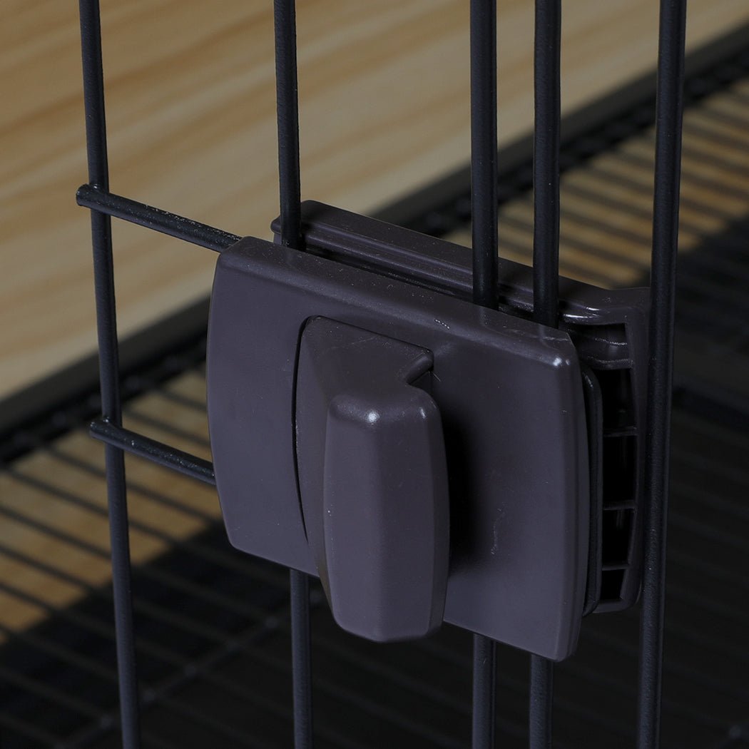 Wooden Wire Dog Kennel Medium with Side End - Wood and Black - Rivercity House & Home Co. (ABN 18 642 972 209) - Affordable Modern Furniture Australia