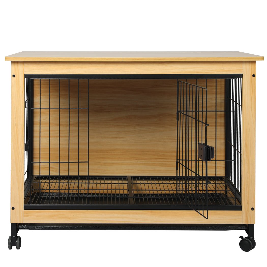 Wooden Wire Dog Kennel XL X - Large - Wood and Black - Rivercity House & Home Co. (ABN 18 642 972 209) - Affordable Modern Furniture Australia