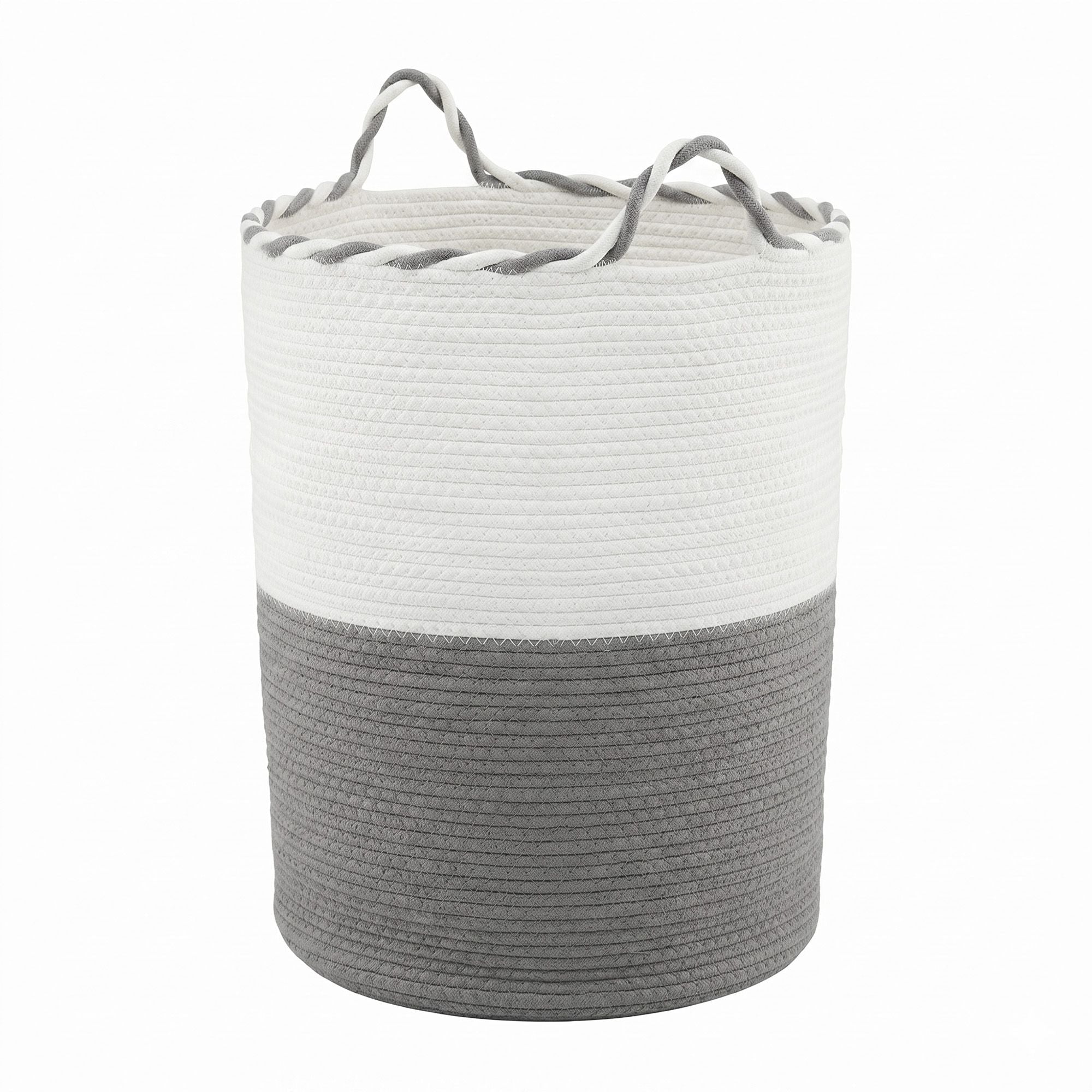 Woven Laundry Basket with handles Foldable White & Grey - Home & Garden > Laundry & Cleaning > Laundry Baskets - Rivercity House & Home Co. (ABN 18 642 972 209) - Affordable Modern Furniture Australia