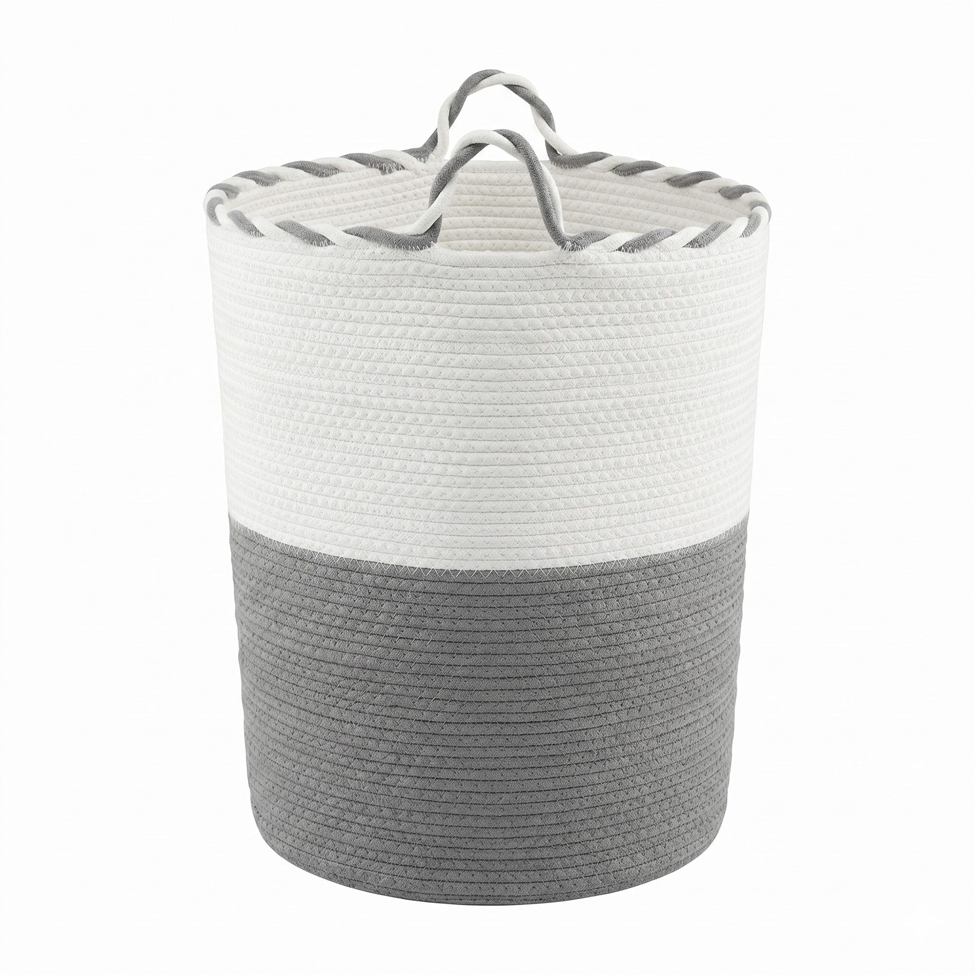 Woven Laundry Basket with handles Foldable White & Grey - Home & Garden > Laundry & Cleaning > Laundry Baskets - Rivercity House & Home Co. (ABN 18 642 972 209) - Affordable Modern Furniture Australia