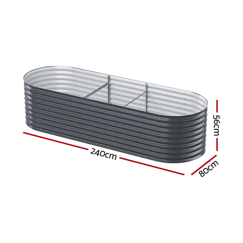 x2 Green Fingers Raised Garden Bed Kit Planter Oval Galvanised Steel 240cmX80cmX56cm - Home & Garden > Garden Beds > Garden Beds & Planters - Rivercity House & Home Co. (ABN 18 642 972 209) - Affordable Modern Furniture Australia