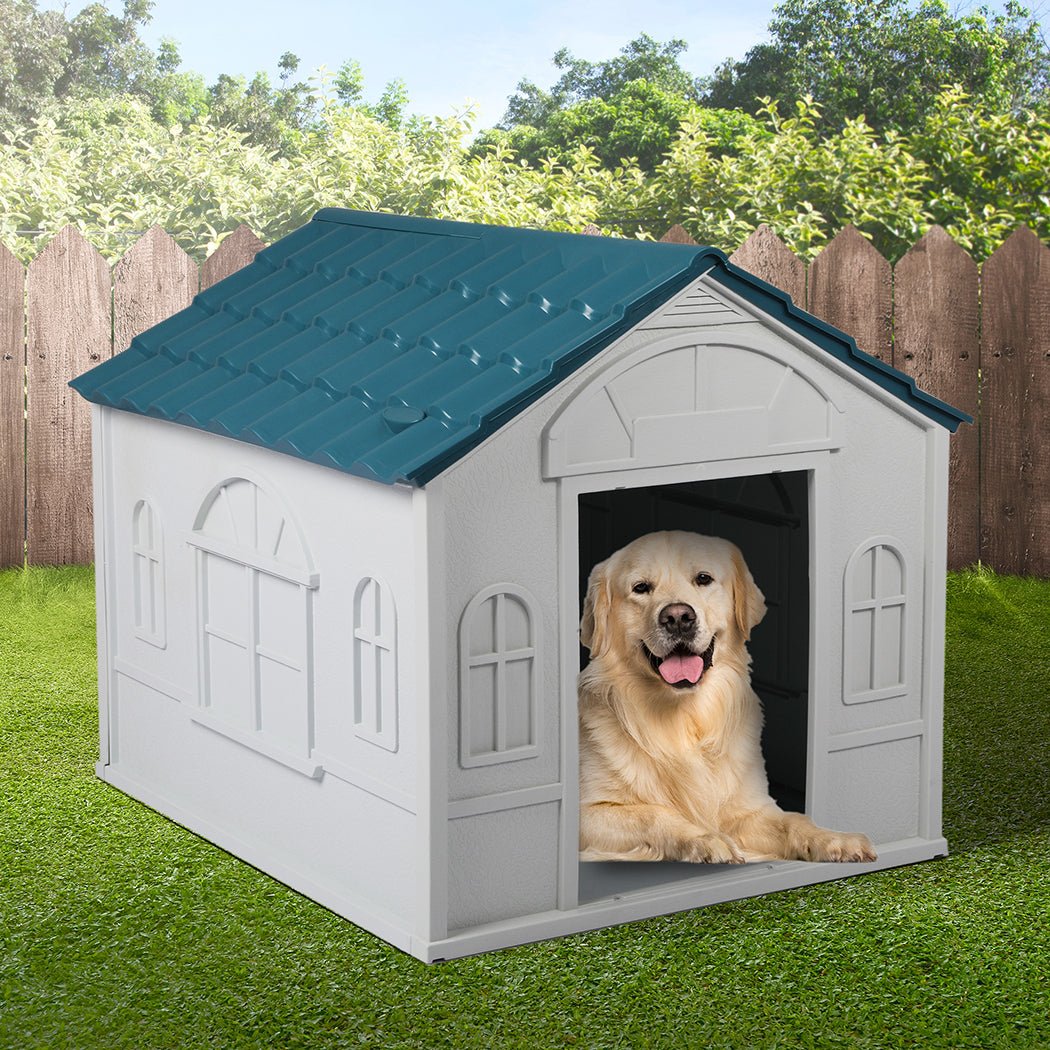 XL Dog Kennel Outdoor Indoor Plastic Dog House - Blue - Rivercity House & Home Co. (ABN 18 642 972 209) - Affordable Modern Furniture Australia
