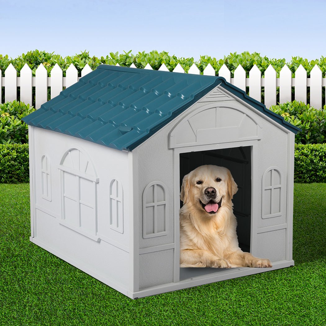 XL Dog Kennel Outdoor Indoor Plastic Dog House - Blue - Rivercity House & Home Co. (ABN 18 642 972 209) - Affordable Modern Furniture Australia