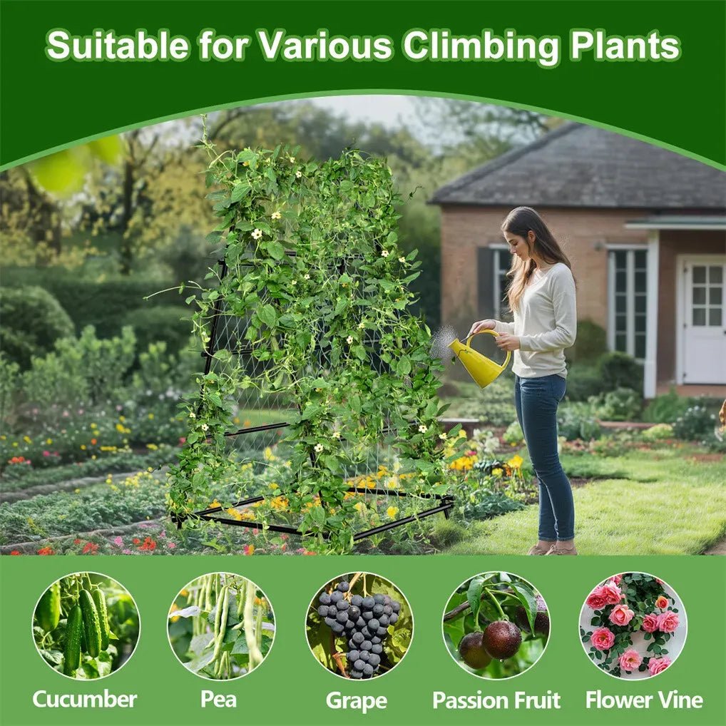 XL Heavy Duty Garden Trellis with Netting for Climbing Plants - Black - Pet Care > Farm Supplies > Fencing - Rivercity House & Home Co. (ABN 18 642 972 209) - Affordable Modern Furniture Australia