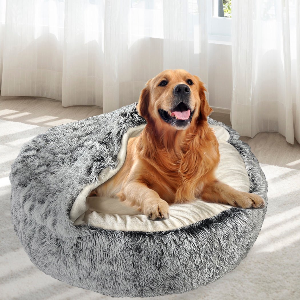 XL Pet Dog Calming Plush Bed Warm Soft - Charcoal - Rivercity House & Home Co. (ABN 18 642 972 209) - Affordable Modern Furniture Australia