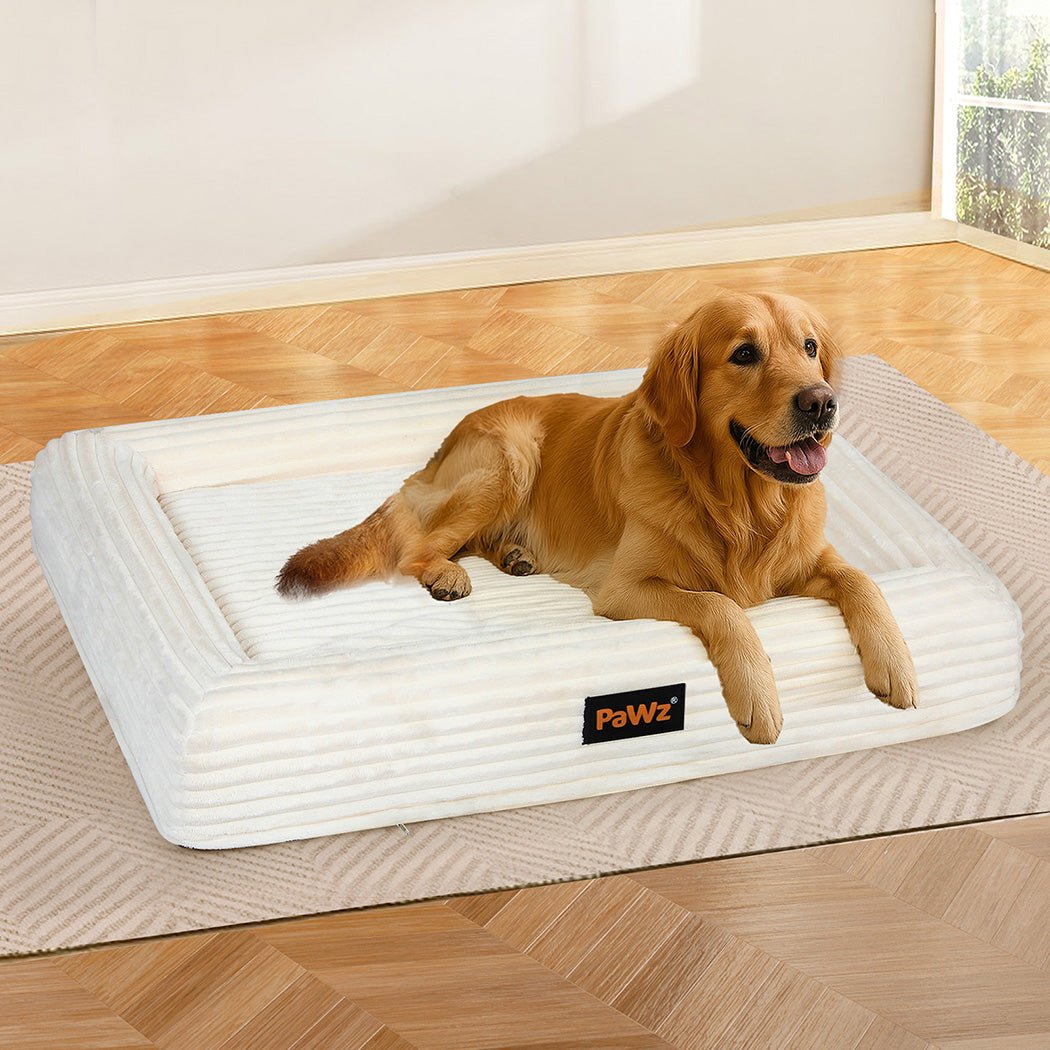 XXL Orthopedic Dog Bed with Waterproof Corduroy Removable Cover - Beige - Rivercity House & Home Co. (ABN 18 642 972 209) - Affordable Modern Furniture Australia