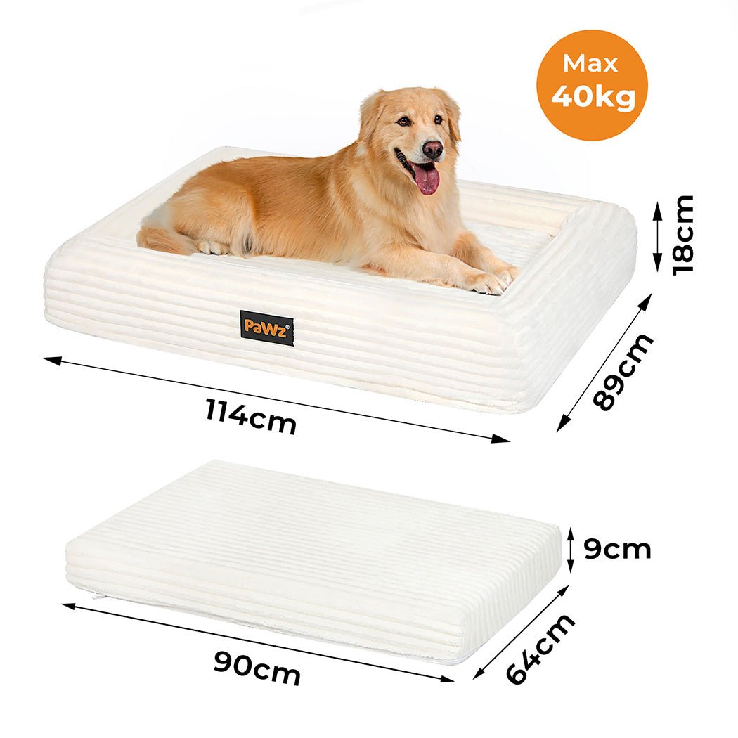 XXL Orthopedic Dog Bed with Waterproof Corduroy Removable Cover - Beige - Rivercity House & Home Co. (ABN 18 642 972 209) - Affordable Modern Furniture Australia