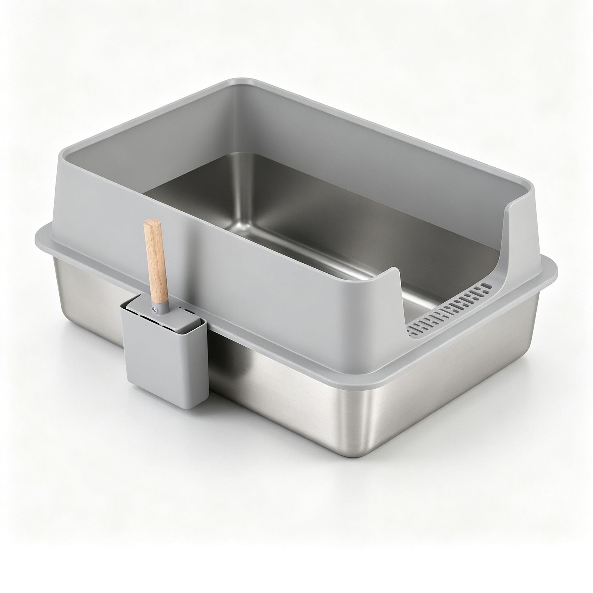 XXL Stainless Steel Jumbo Semi-Enclosed Cat Litter Box with Mat and Scoop - Grey - Pet Care > Cat Supplies > Cat Litter - Rivercity House & Home Co. (ABN 18 642 972 209) - Affordable Modern Furniture Australia