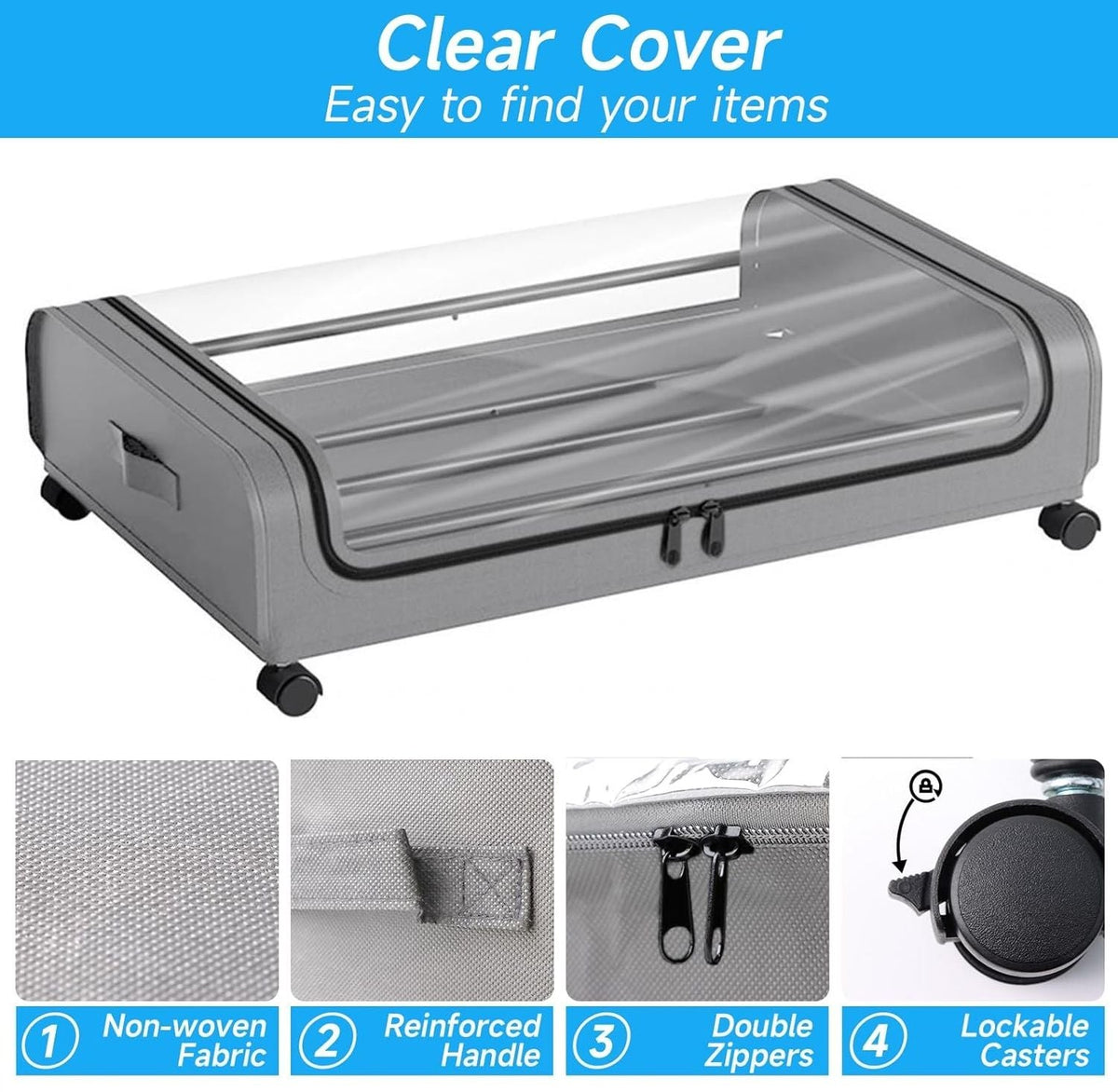 XXL Under Bed Rolling Storage Container 50L Capacity with Wheels - Home & Garden > Storage > Clothing & Wardrobe Storage - Rivercity House & Home Co. (ABN 18 642 972 209) - Affordable Modern Furniture Australia