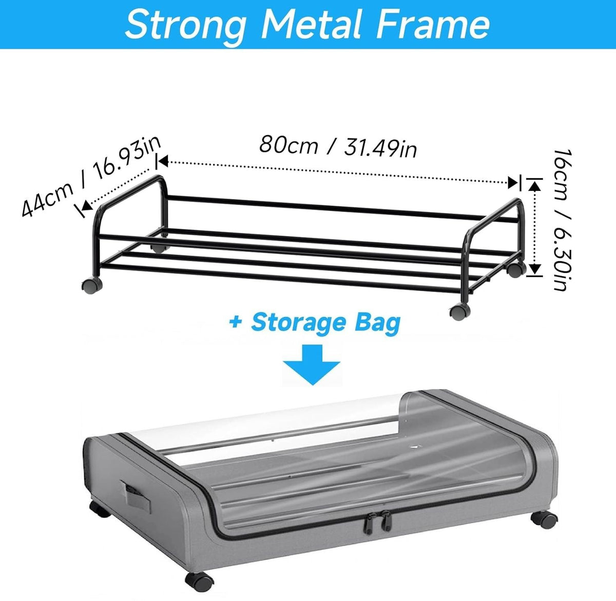 XXL Under Bed Rolling Storage Container 50L Capacity with Wheels - Home & Garden > Storage > Clothing & Wardrobe Storage - Rivercity House & Home Co. (ABN 18 642 972 209) - Affordable Modern Furniture Australia