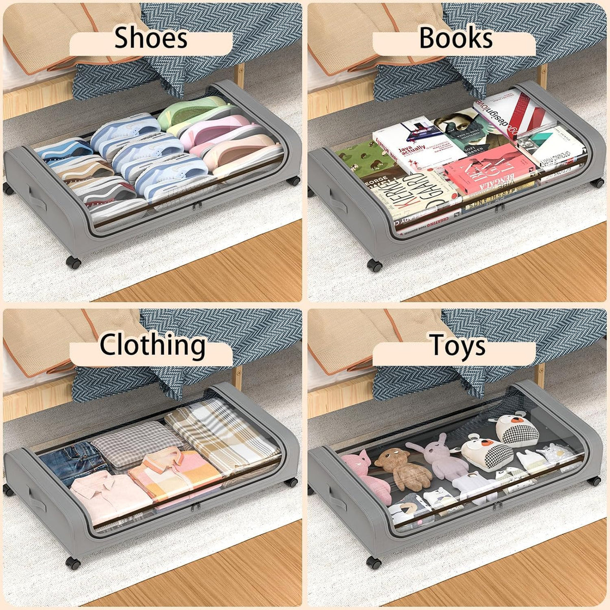 XXL Under Bed Rolling Storage Container 50L Capacity with Wheels - Home & Garden > Storage > Clothing & Wardrobe Storage - Rivercity House & Home Co. (ABN 18 642 972 209) - Affordable Modern Furniture Australia