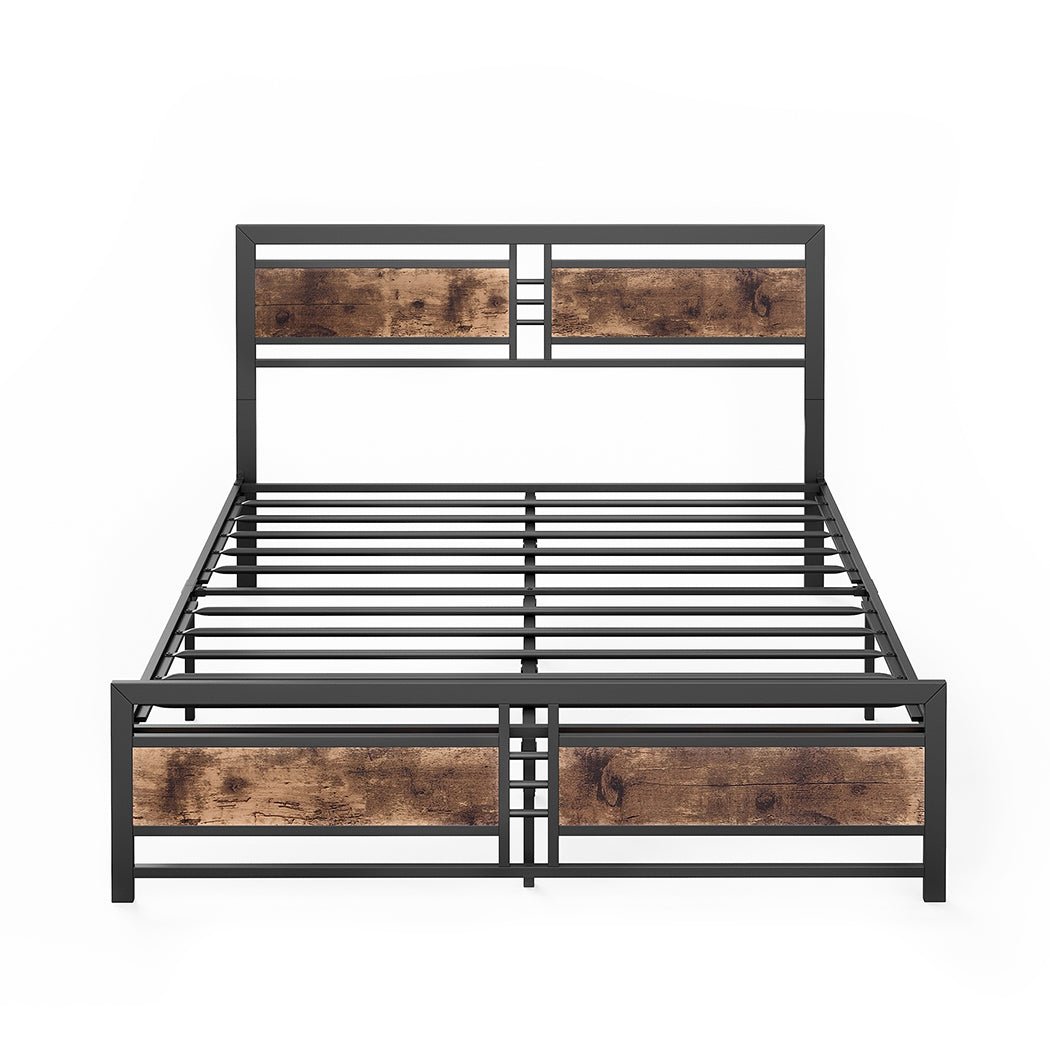 Yard Industrial Queen Bed Frame – Brown - Rivercity House & Home Co. (ABN 18 642 972 209) - Affordable Modern Furniture Australia