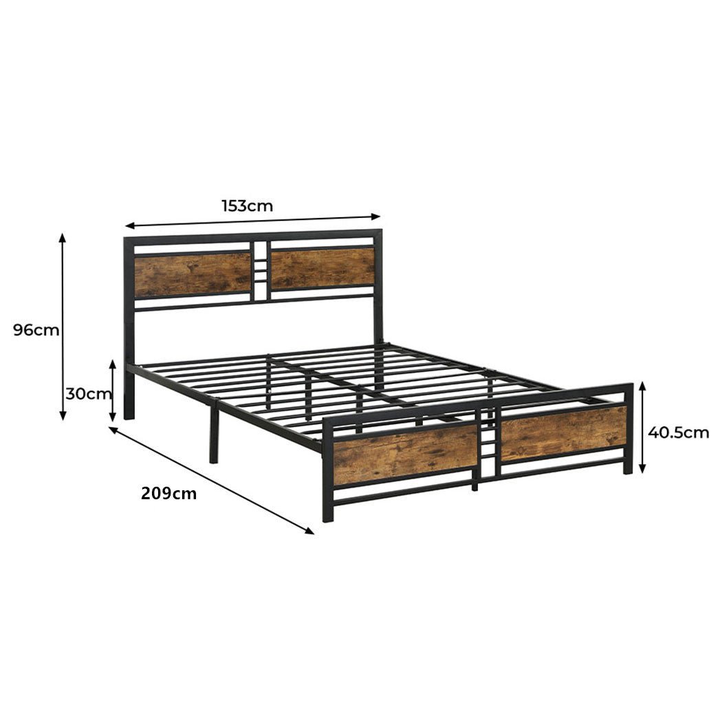 Yard Industrial Queen Bed Frame – Brown - Rivercity House & Home Co. (ABN 18 642 972 209) - Affordable Modern Furniture Australia