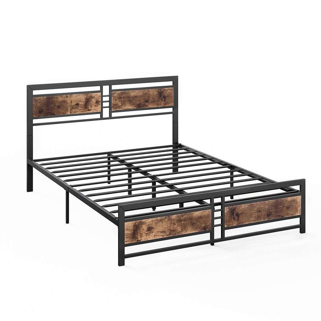 Yard Industrial Queen Bed Frame – Brown - Rivercity House & Home Co. (ABN 18 642 972 209) - Affordable Modern Furniture Australia