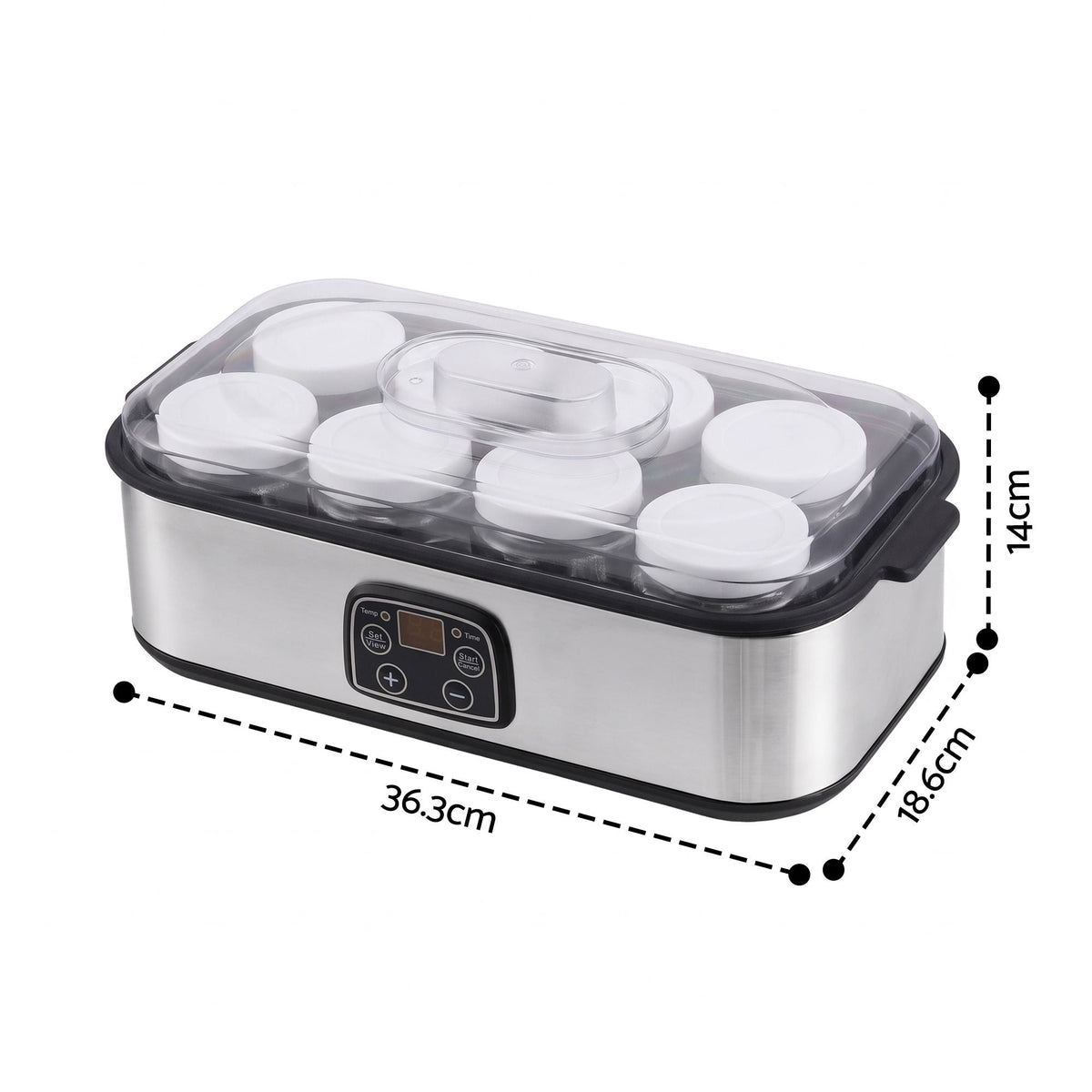Yoghurt Maker Machine with 8x180ml Glass Cups and Temperature Control - Black - Appliances > Kitchen Appliances > Speciality Appliances - Rivercity House & Home Co. (ABN 18 642 972 209) - Affordable Modern Furniture Australia