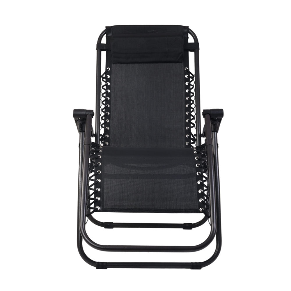 Zero Gravity Chair Folding Outdoor Recliner Adjustable Sun Lounge Camping Black - Furniture > Outdoor > Outdoor Chairs - Rivercity House & Home Co. (ABN 18 642 972 209) - Affordable Modern Furniture Australia