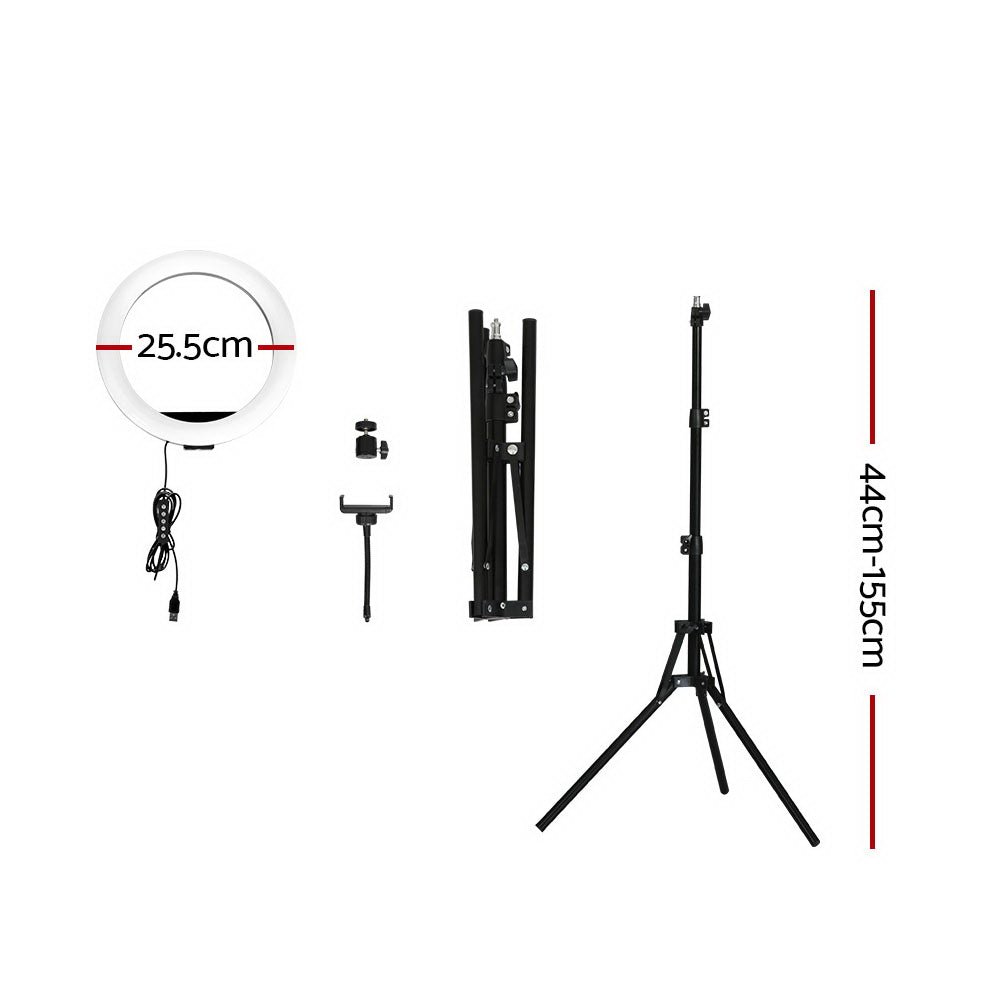 10" LED Ring Light 5500K Dimmable Diva Diffuser With Stand Make Up Studio - Audio & Video > Photography - Rivercity House & Home Co. (ABN 18 642 972 209) - Affordable Modern Furniture Australia