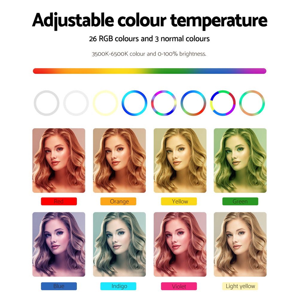 10" LED Ring Light 5500K Dimmable Diva Diffuser With Stand Make Up Studio - Audio & Video > Photography - Rivercity House & Home Co. (ABN 18 642 972 209) - Affordable Modern Furniture Australia