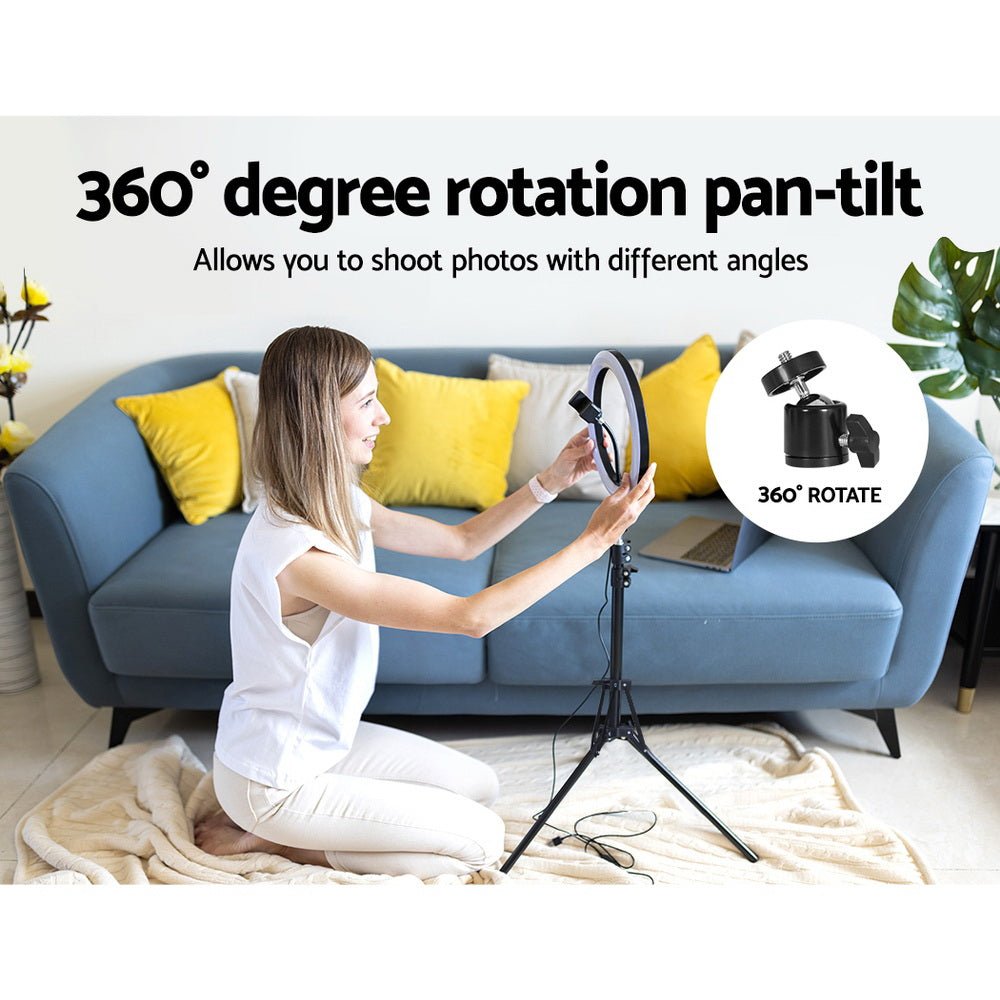 10" LED Ring Light 5500K Dimmable Diva Diffuser With Stand Make Up Studio - Audio & Video > Photography - Rivercity House & Home Co. (ABN 18 642 972 209) - Affordable Modern Furniture Australia