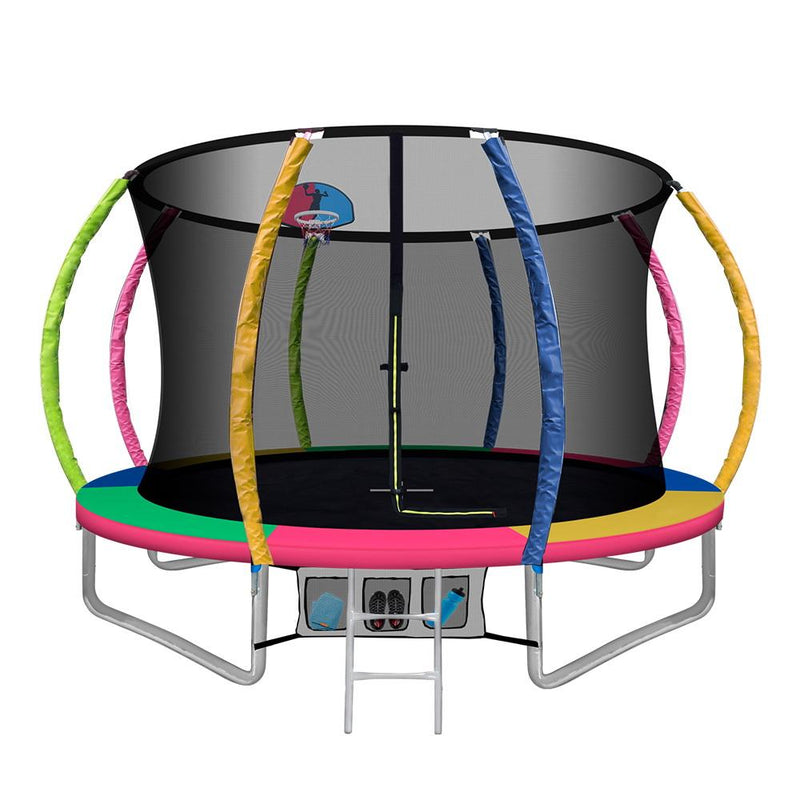 10FT Trampoline With Basketball Hoop and Safety Enclosure (Multi Coloured) - Rivercity House & Home Co. (ABN 18 642 972 209) - Affordable Modern Furniture Australia