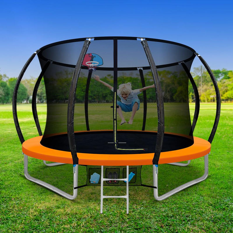 10FT Trampoline With Basketball Hoop and Safety Enclosure (Orange) - Rivercity House & Home Co. (ABN 18 642 972 209) - Affordable Modern Furniture Australia