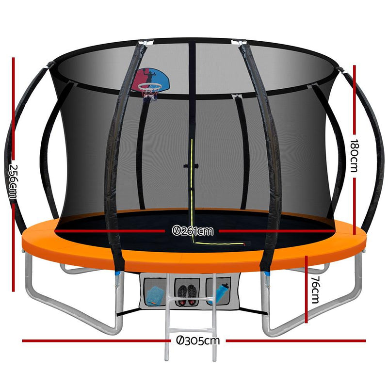 10FT Trampoline With Basketball Hoop and Safety Enclosure (Orange) - Rivercity House & Home Co. (ABN 18 642 972 209) - Affordable Modern Furniture Australia