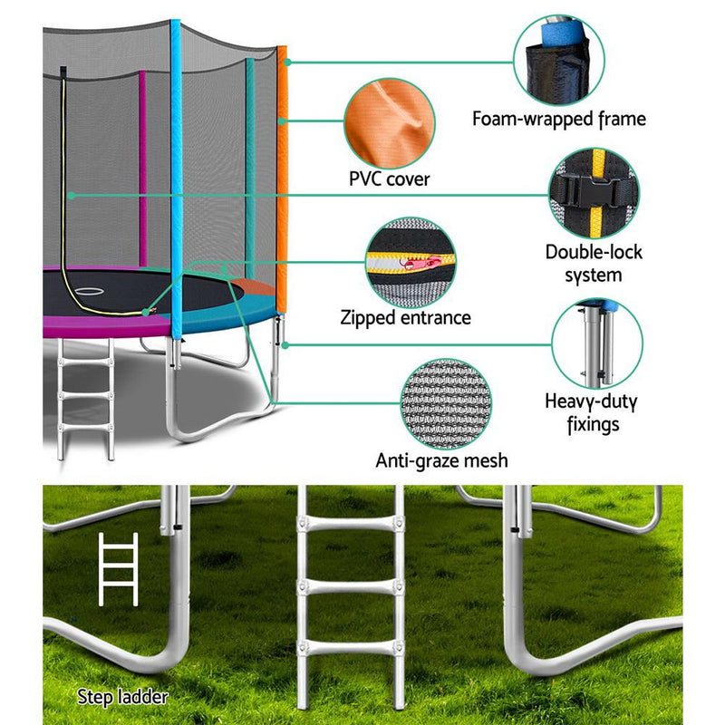 10FT Trampoline With Safety Net Enclosure (Multi-coloured) - Rivercity House & Home Co. (ABN 18 642 972 209) - Affordable Modern Furniture Australia