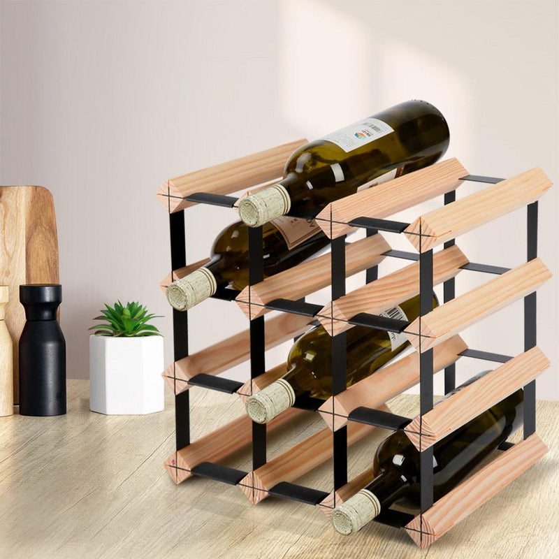 12 Bottle Timber Wine Rack - Home & Garden - Rivercity House & Home Co. (ABN 18 642 972 209) - Affordable Modern Furniture Australia