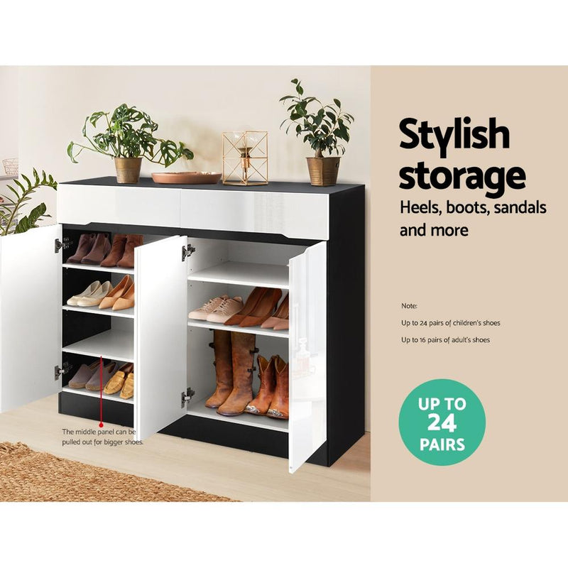 120cm Shoe Cabinet Storage Rack High Gloss Front - Rivercity House & Home Co. (ABN 18 642 972 209) - Affordable Modern Furniture Australia