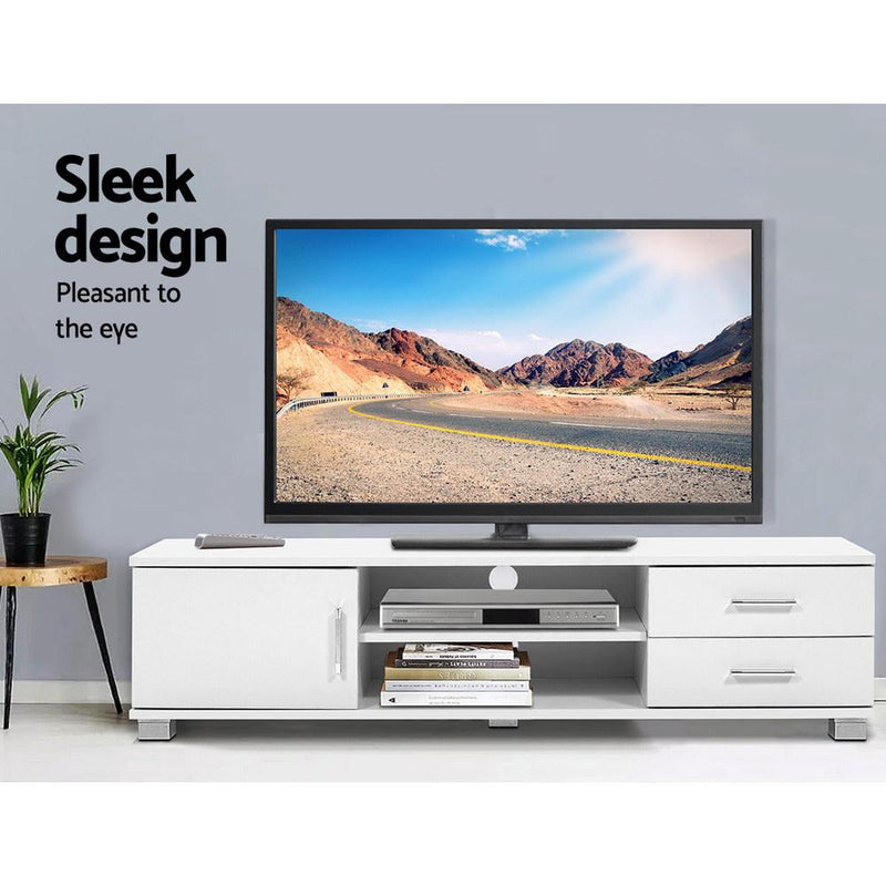 120cm TV Entertainment Unit With Drawers (White) - Rivercity House & Home Co. (ABN 18 642 972 209) - Affordable Modern Furniture Australia