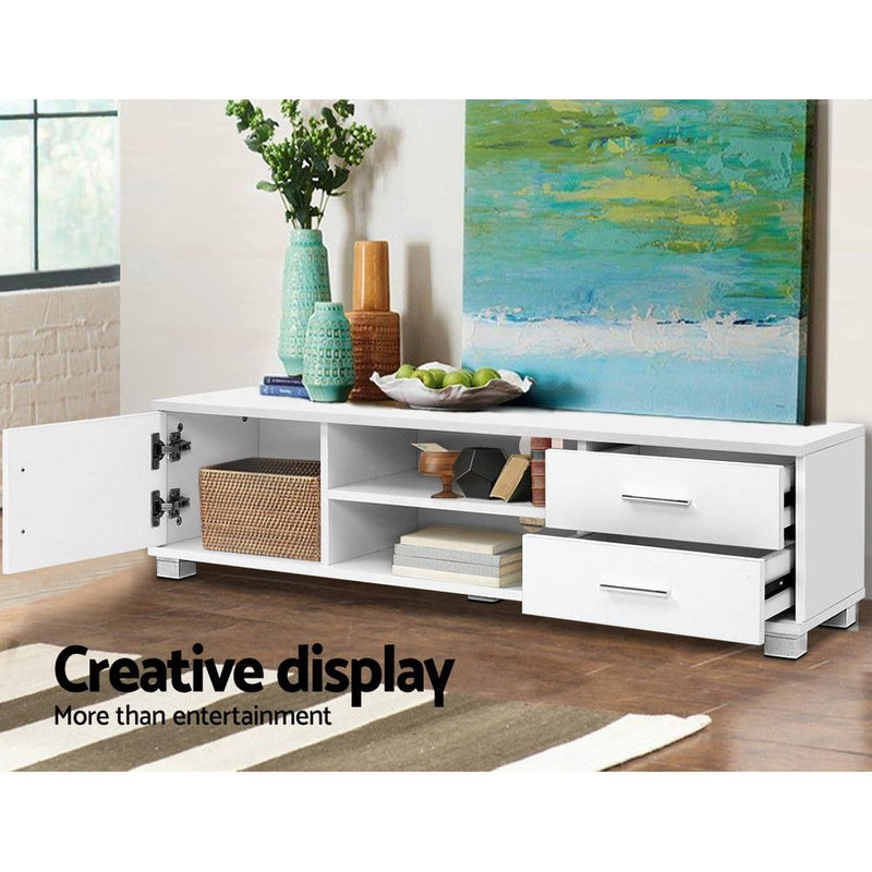 120cm TV Entertainment Unit With Drawers (White) - Rivercity House & Home Co. (ABN 18 642 972 209) - Affordable Modern Furniture Australia