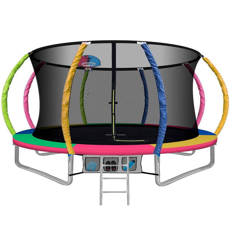12FT Trampoline with Basketball Hoop and Safety Enclosure (Multi-coloured) - Rivercity House & Home Co. (ABN 18 642 972 209) - Affordable Modern Furniture Australia
