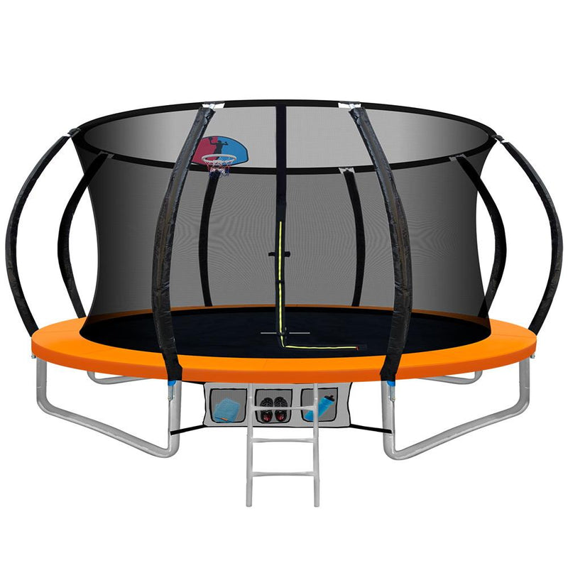 12FT Trampoline With Safety Net & Basketball Hoop (Orange) - Rivercity House & Home Co. (ABN 18 642 972 209) - Affordable Modern Furniture Australia