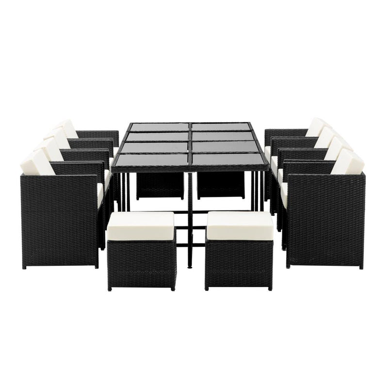 Hayman 13 Piece Wicker Outdoor Dining Table Set - Black - Rivercity House & Home Co. (ABN 18 642 972 209) - Affordable Modern Furniture Australia