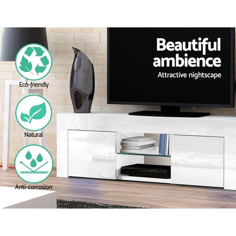 130cm White Gloss TV Unit - Rivercity House & Home Co. (ABN 18 642 972 209) - Affordable Modern Furniture Australia