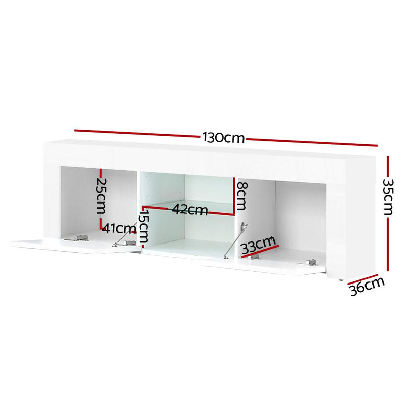 130cm White Gloss TV Unit - Rivercity House & Home Co. (ABN 18 642 972 209) - Affordable Modern Furniture Australia