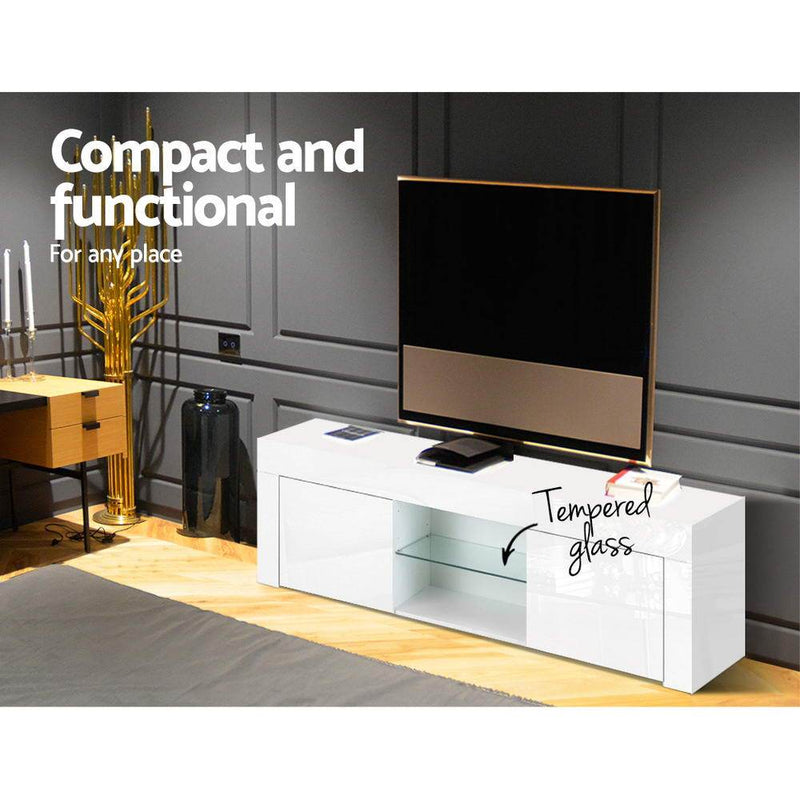 130cm White Gloss TV Unit - Rivercity House & Home Co. (ABN 18 642 972 209) - Affordable Modern Furniture Australia