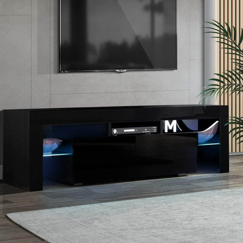130CM LED Entertainment Unit in Black Gloss - Rivercity House & Home Co. (ABN 18 642 972 209) - Affordable Modern Furniture Australia