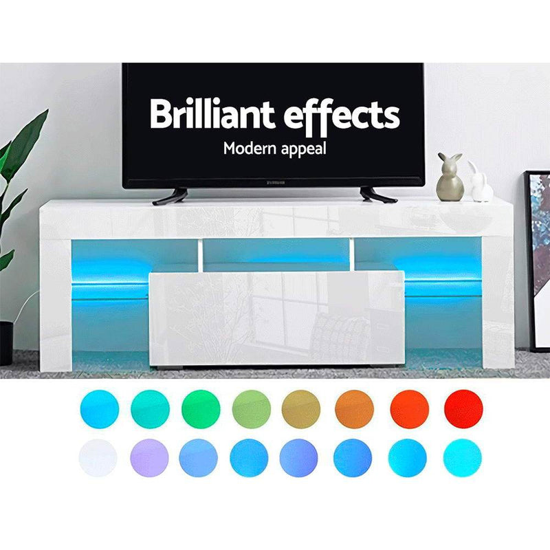 130CM LED Entertainment Unit in White Gloss - Furniture - Rivercity House & Home Co. (ABN 18 642 972 209) - Affordable Modern Furniture Australia