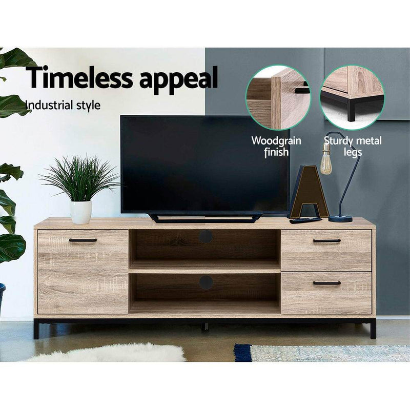 132CM Industrial Oak TV Cabinet - Rivercity House & Home Co. (ABN 18 642 972 209) - Affordable Modern Furniture Australia