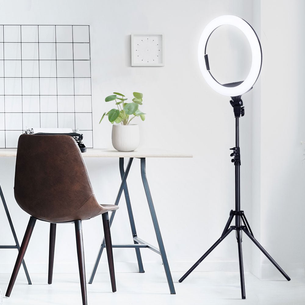 14" LED Ring Light 5600K 3000LM Dimmable Stand MakeUp Studio Video - Audio & Video > Photography - Rivercity House & Home Co. (ABN 18 642 972 209) - Affordable Modern Furniture Australia