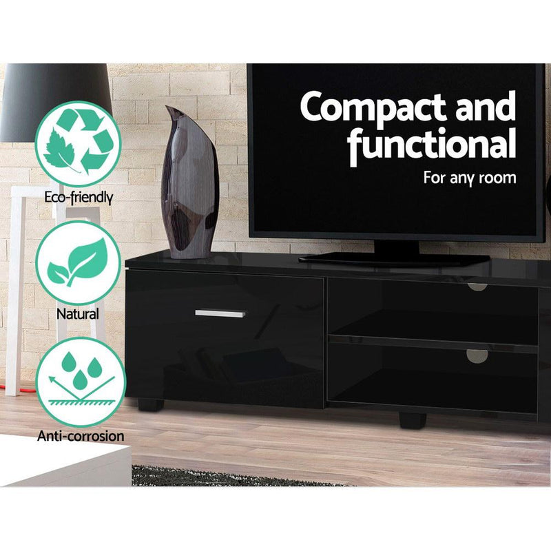 140CM Black High Gloss TV Cabinet - Rivercity House & Home Co. (ABN 18 642 972 209) - Affordable Modern Furniture Australia